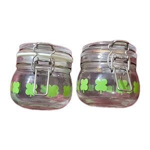 IKEA Germanic Mini Jars - Green Clovers - #15234 Lot Of 2